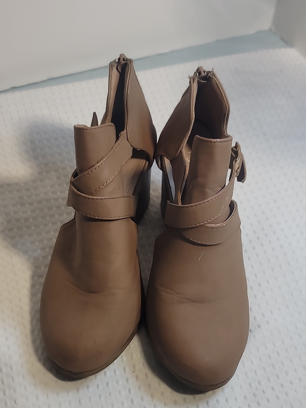 Taupe Women’s Ankle Booties with Buckle Strap